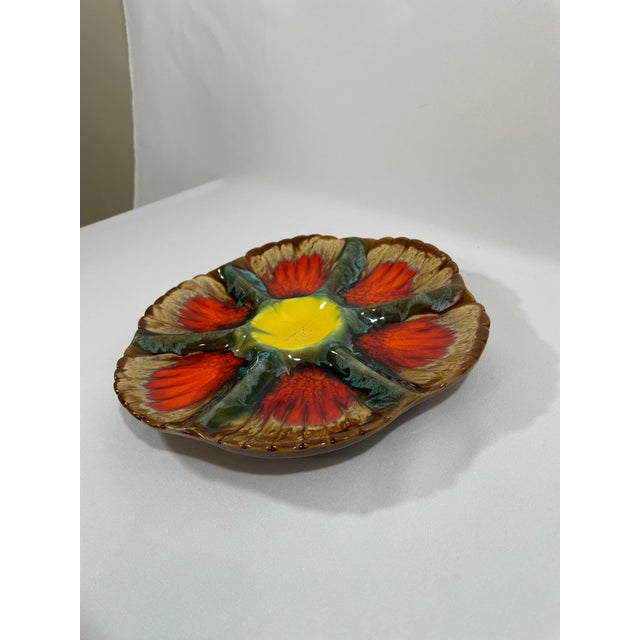 Mid-Century Modern Mid 20th Century French Vallauris "Volcano" Majolica Oyster Plate For Sale - Image 3 of 14