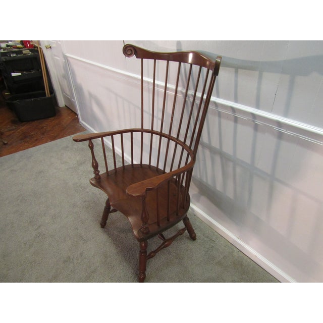 Traditional Stickley Solid Cherry Windsor Comb Back Chair For Sale - Image 3 of 8