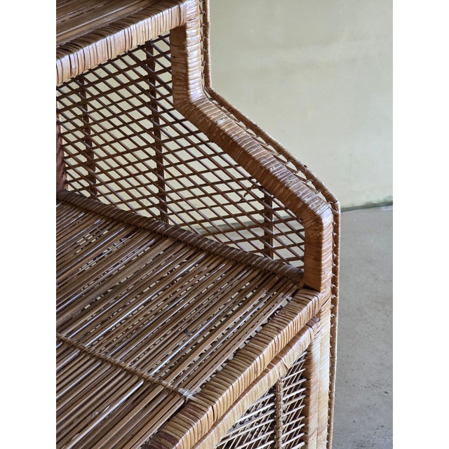 Wood Vintage Italian Rattan Display Cabinet, 1970s For Sale - Image 7 of 13