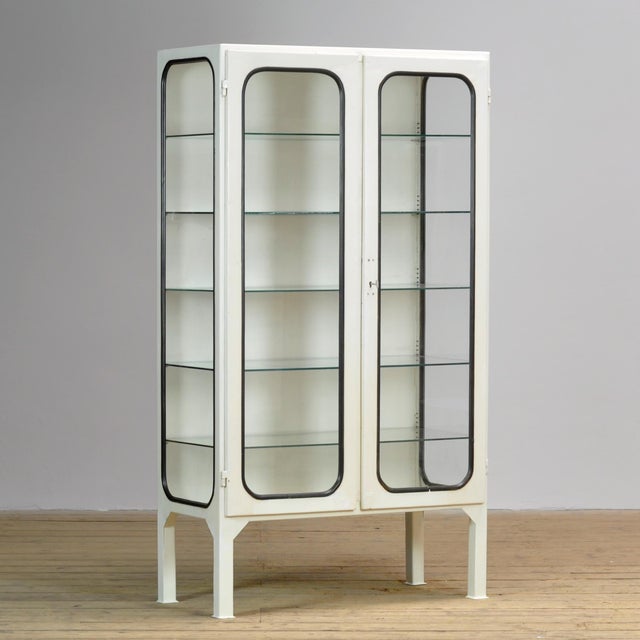 Industrial Vintage Medical Cabinet in Glass and Iron, 1970s For Sale - Image 3 of 10