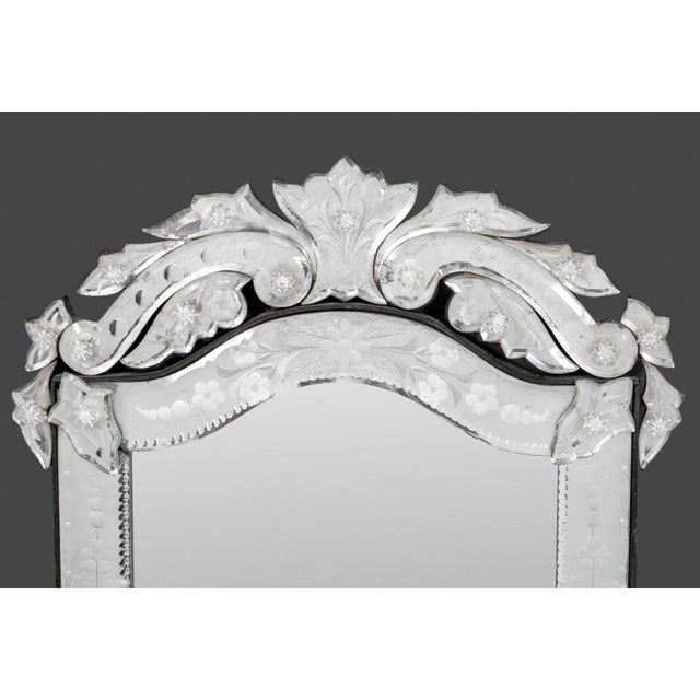 Venetian Etched Glass Mirror, 20th century, with foliate cresting, the marginal frame with floral etched decoration and...