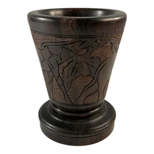 Late 20th Century Hand Carved Wood African Motif Mortar