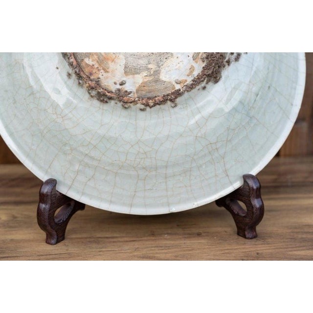 Antique Chinese Ming Dynasty Longquan Celadon Charger, 1644 For Sale - Image 17 of 18