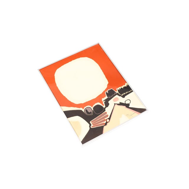 #2035 — Vintage Mid Century Abstract Art Deco Landscape Serigraph Print — Antonio Guansé Lovely framed serigraph print by...