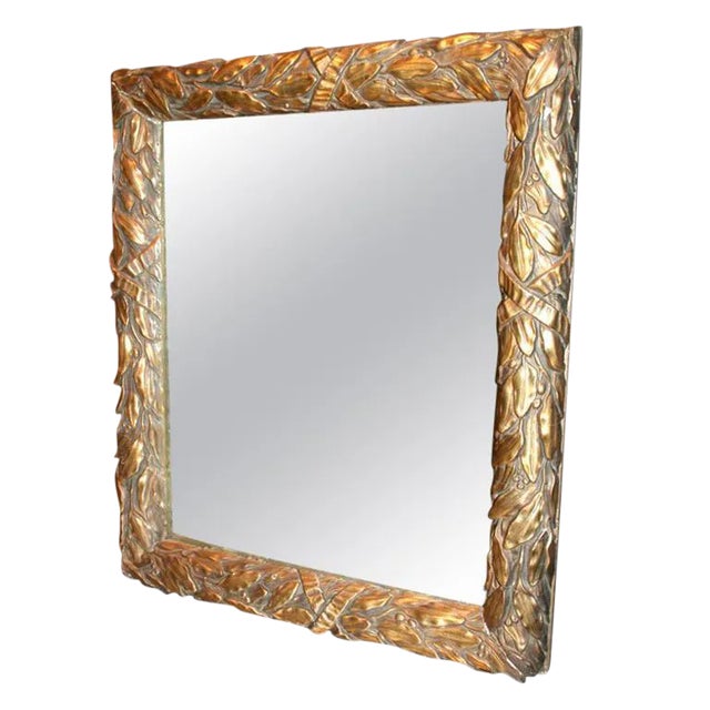 French Gilt Laurel and Ribbon Decorated Mirror For Sale