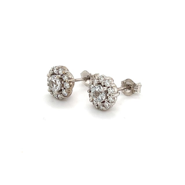 Traditional Natural Sapphire Diamond Earrings 14k Gold 1.25 TCW Certified For Sale - Image 3 of 11