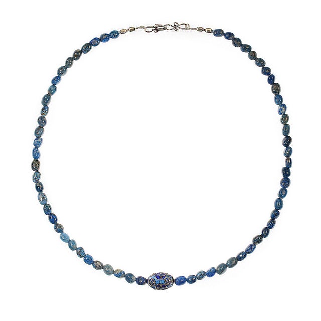 Ajd 21 Inch Lapis Nugget Necklace With Blue Cloisonne Focal For Sale In Raleigh - Image 6 of 6