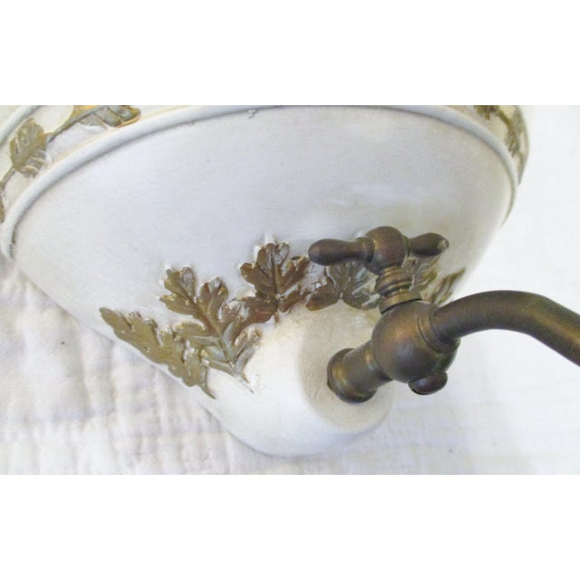Vintage Roman Decorative Lavabo White With Gold Dancers and Oak Leaves Pottery - 2 Pieces For Sale - Image 9 of 11