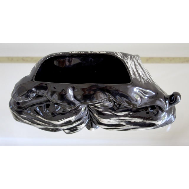Vintage 1950s Mid-Century Modern Black Panther Ceramic Tv Lamp & Planter For Sale - Image 4 of 13