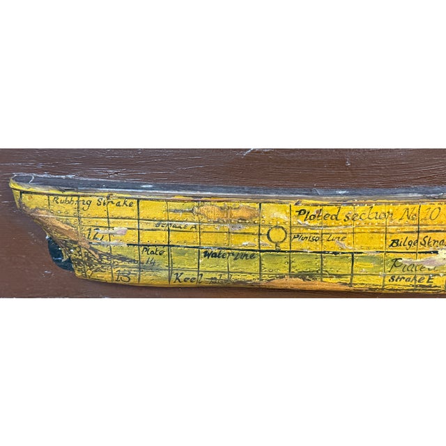 Victorian Clyde Shipbuilders Trade Sign with Annotated Steamship Hull Model For Sale - Image 10 of 17