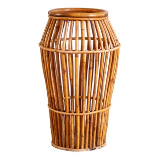 Light-Finish Rush Umbrella Stand, Italy, 1970 For Sale