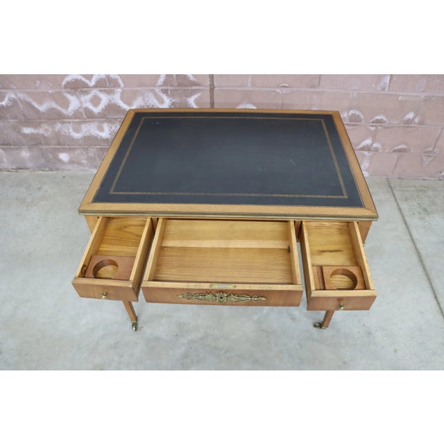 Kittinger Leather Top & Ormolu Mounted Game Table Chairish