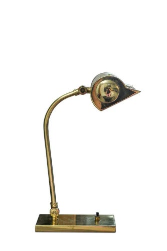 Mid-Century Brass Banker's Lamp with Brass Pivotable Shade - Main Image
