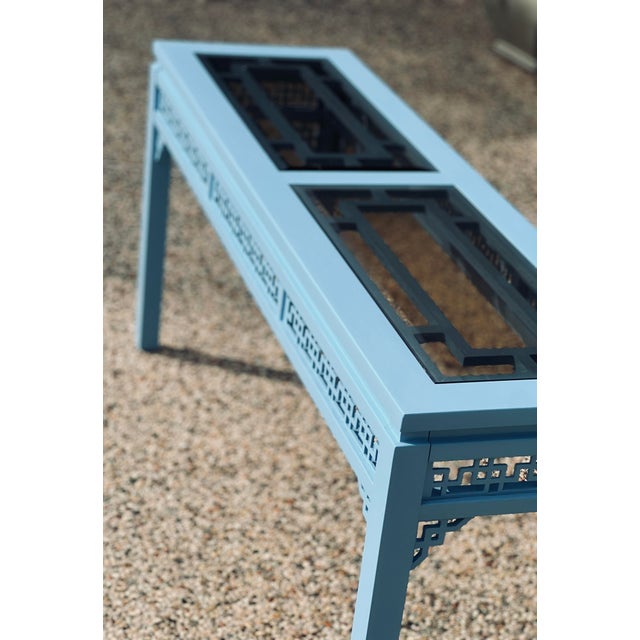 Gordons Inc. 1980s Chinese Chippendale Style Fretwork Console Table For Sale - Image 4 of 14