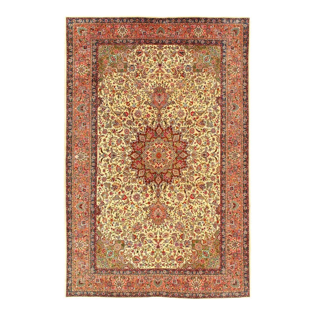 Fine Hand Knotted Vintage Tabriz Rug For Sale