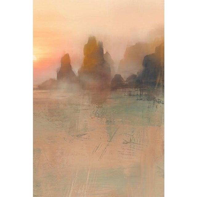 Orange Sunset Coastal Seascape Wall Art, Abstract Beach Landscape Print, Pastel Ocean Sunset Art, 24″ × 36″ For Sale - Image 8 of 9