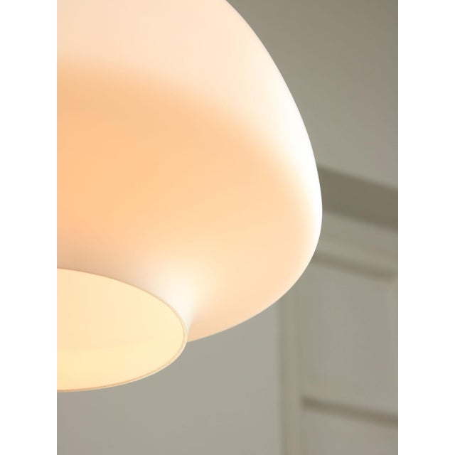 Mid-Century Modern Mid-Century Modern Italian Opaline Glass and Brass Pendant Lamp For Sale - Image 3 of 16