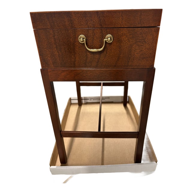 Baker Furniture Inlaid Mahogany Chest on Stand For Sale