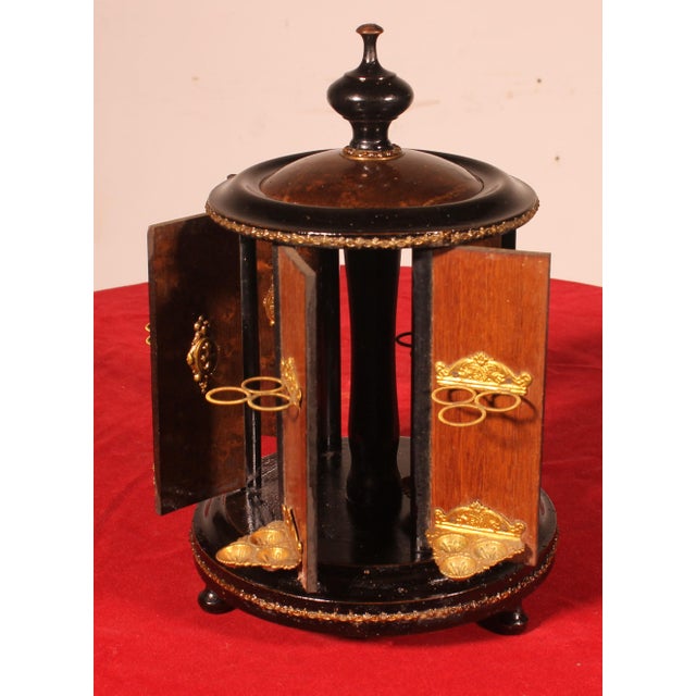 Black Napoleon III Cigar Humidor in Blackened Wood and Brass For Sale - Image 8 of 11
