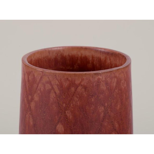 Gunnar Nylund Ceramic Vase with Geometric Pattern by Gunnar Nylund for Rörstrand, Sweden For Sale - Image 4 of 8