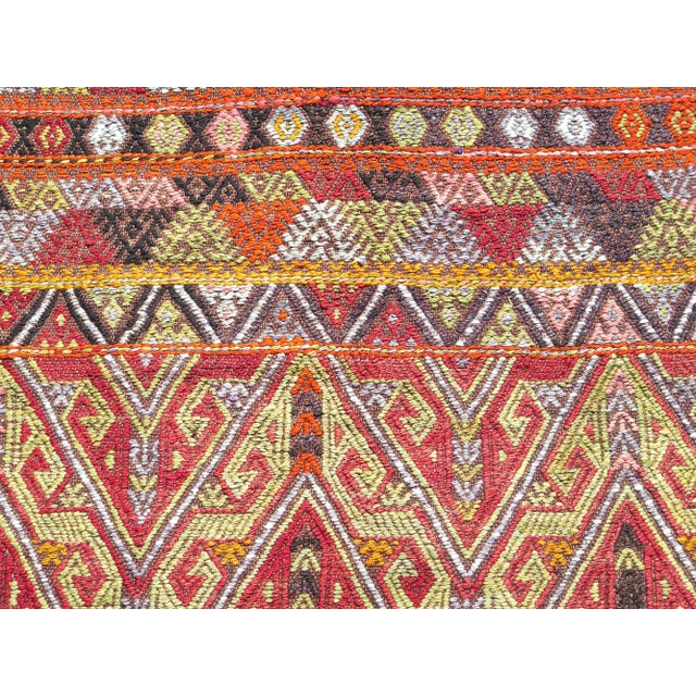 Ruby Red Mid. 20th Century Herringbone Design Wool Kilim Area Rug For Sale - Image 8 of 11