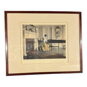 Vintage Wallace Nutting Interior Scene Colored Litho Print the Spinnet Corner