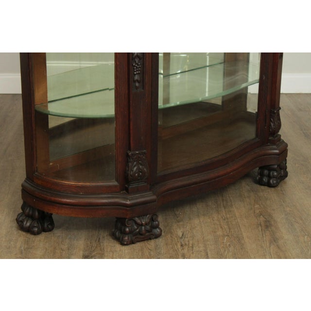 Horner Antique Oak Figural Carved Beveled Glass China Cabinet For Sale - Image 12 of 12
