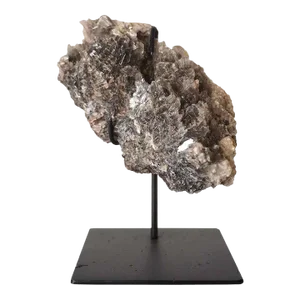 Late 20th Century Small Crystal Rock Specimen With Custom Iron Stand