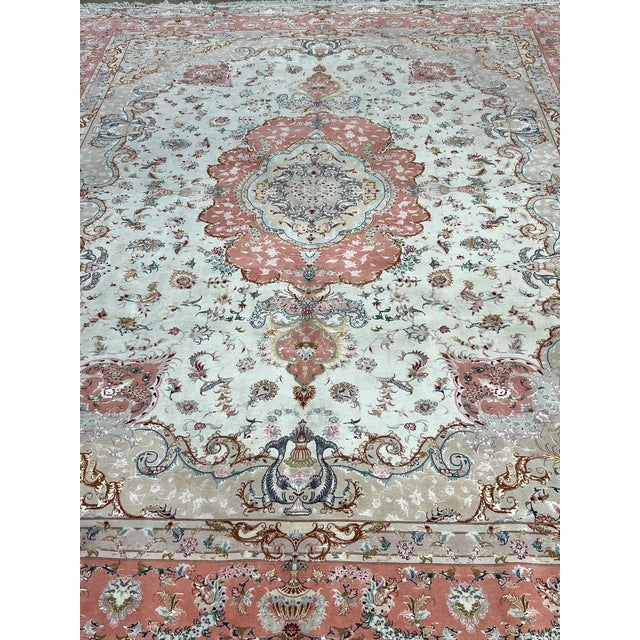 Fine Persian Tabriz Wool & Silk Rug 9’11” X 13’2” For Sale - Image 4 of 5