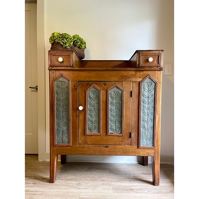 Antique Pine & Punched Tin Pie Safe Pie Chest Chairish