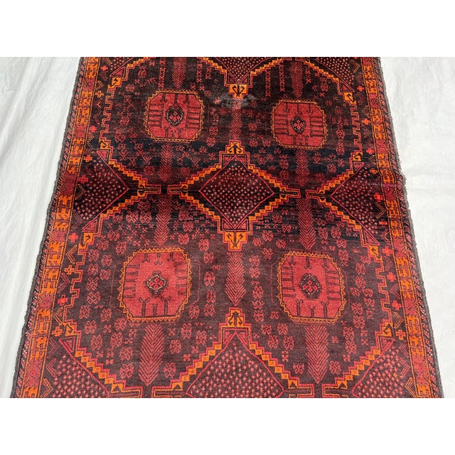 Islamic Vintage Afghan Baluchi Hand-Knotted Wool Runner | Tribal Geometric Hallway Rug For Sale - Image 3 of 11