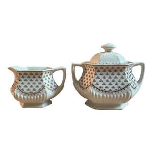 Vintage Wm. Adams & Sons “Sharon” Ironstone Cream and Sugar Set
