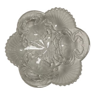 Late 20th Century Mikasa “Sea Fare” Crystal Crab & Scallop Bowl – Coastal Centerpiece - Clear and Frosted Glass For Sale