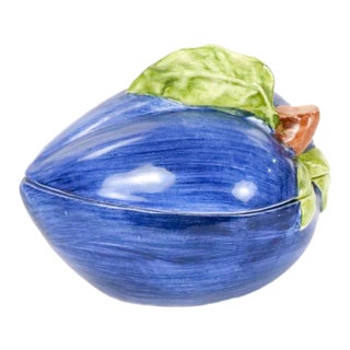 Italian Majolica Plum-Form Covered Table Ornament, Late 20th Century For Sale