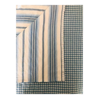 Designer Quilted Blue and White Cotton Fabric - 1 3/4 Yards For Sale