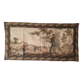 Large 18th Century Style Gobelin Tapestry with Pastoral Landscape Scene, 1970s For Sale