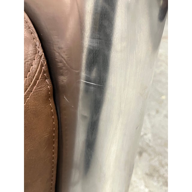 New Pacific Direct Brown Leather & Aluminum “Easton” Aviator Lounge Chair For Sale - Image 10 of 10