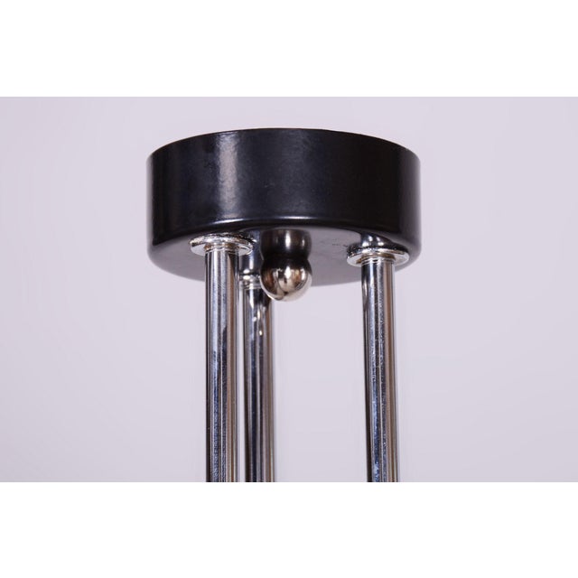 Mid-Century Modern Mid-Century Chandelier in Chromed Steel and Glass by Drukov, Czech, 1970s For Sale - Image 3 of 11