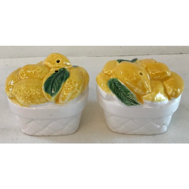 Ceramic Vintage Basket of Lemons Salt and Pepper Shakers For Sale - Image 7 of 7