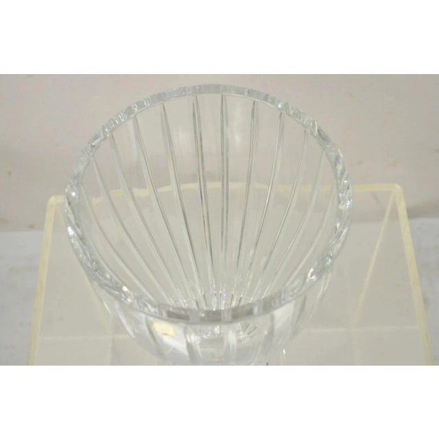 Vintage Modern Lead Crystal Glass 12" Fluted Flower Vase, Poland For Sale - Image 4 of 10