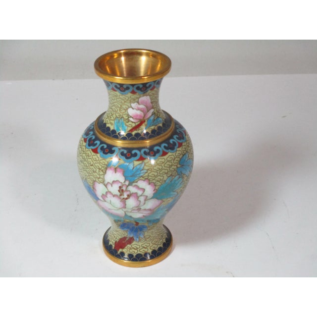 Beige Vintage 1960s Floral Cloisonne Vase For Sale - Image 8 of 8