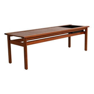 Scandinavian Teak Bench with Planter, 1960s For Sale