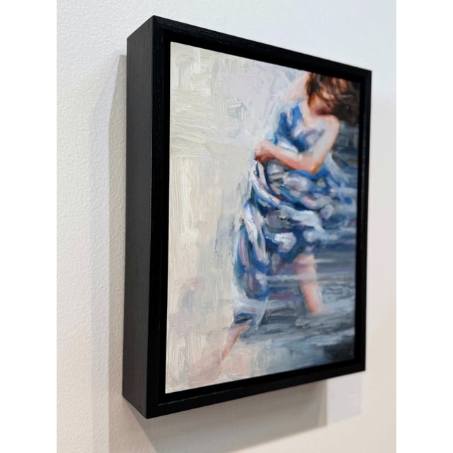 Contemporary Sweet Struggle by Michelle Jader | Oil on board Figure of a woman in motion with flowing fabric. For Sale - Image 3 of 5