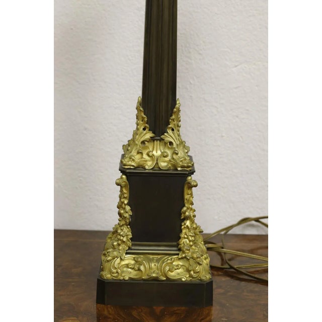 Antique French Table Lamp in Patinated Mercury-Gilt Bronze, 1800s For Sale - Image 4 of 7