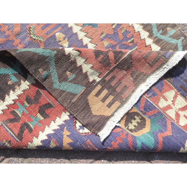 Mid 20th Century Soft Pale Colors Small Handmade Turkish Kilim Area Rug For Sale - Image 4 of 11
