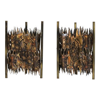 Silas Seandel Style Brutalist Floor Lamps - A Pair For Sale