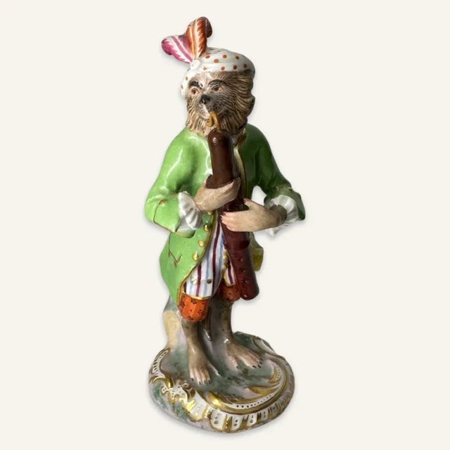 Ceramic Late 19th Century Meissen Porcelain Monkey Playing the Oboe For Sale - Image 7 of 7