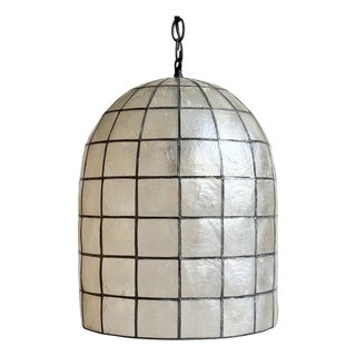 Capiz Shell Bell Pendant Light Medium For Sale
