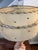 Beautiful Rare 1950/60s MCM Pink and Gold Swirl Leaf Ceramic Table with Matching Original 2 Tiered Fiberglass Shade with...