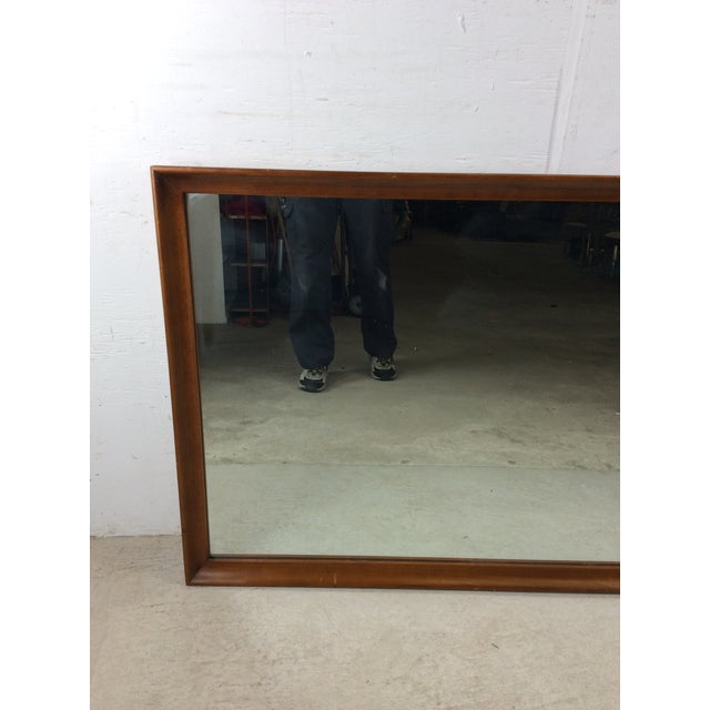 Mid-Century Modern Mid Century Modern Long Rectangular Wall Mirror With Walnut Frame For Sale - Image 3 of 17